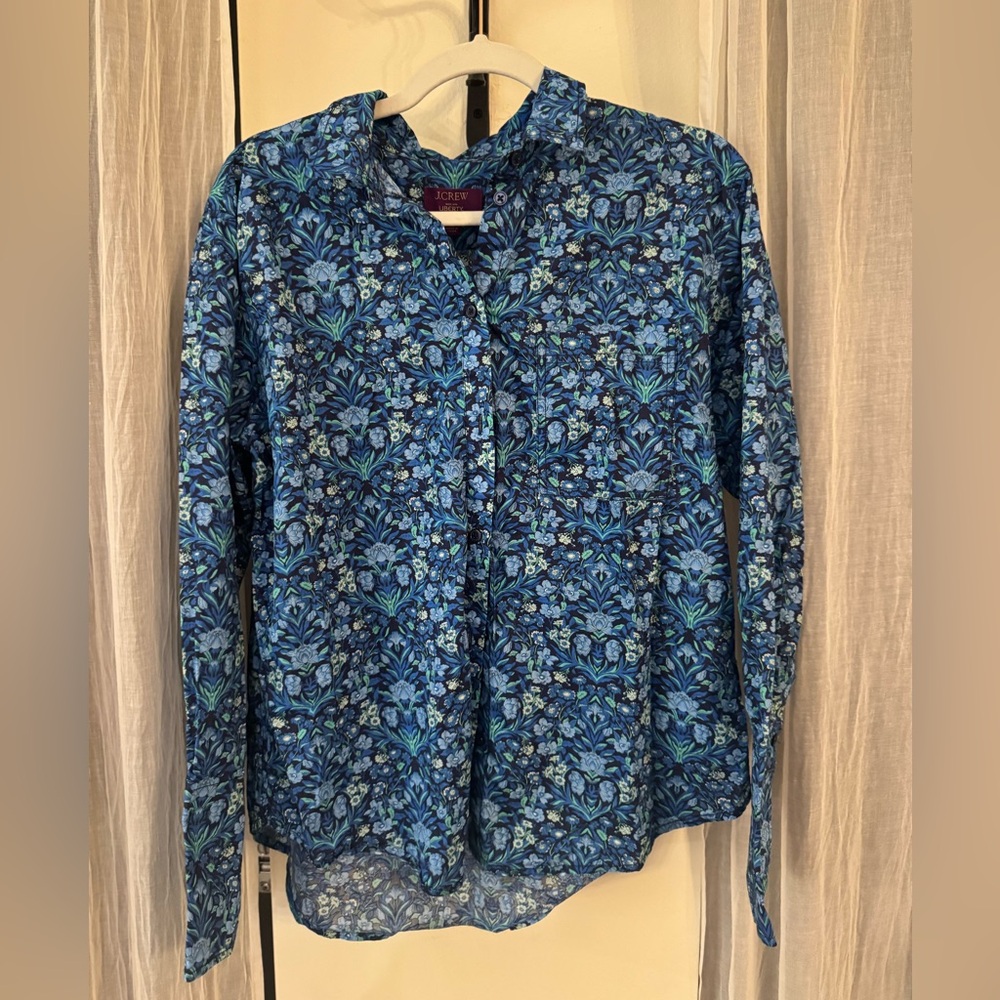 J Crew Liberty of London Shirt Womens 12 Floral Button Up Blouse Top